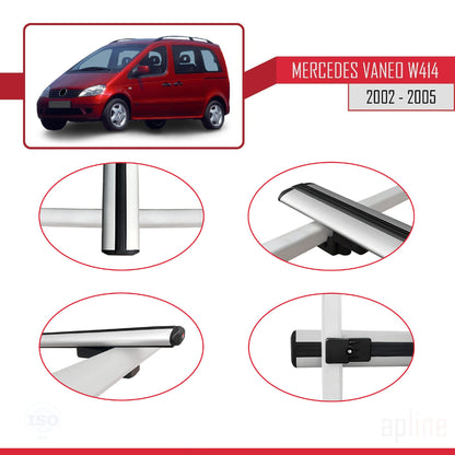 Compatible avec Mercedes Vaneo (W414) 2002-2005 BASIC Model Barres de Toit Railing Porte-Bagages de Voiture Gris Aluminium 4 Barres
