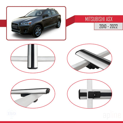 Compatible with Mitsubishi ASX (GA) 2010-2022 BASIC Model Car Roof Rack Cross Bar Grey Aluminium 3 Bars