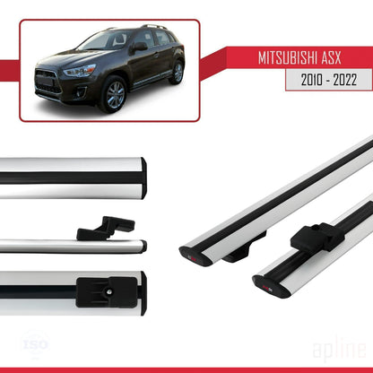 Compatible avec Mitsubishi ASX (GA) 2010-2022 BASIC Model Barres de Toit Railing Porte-Bagages de Voiture Gris Aluminium 2 Barres