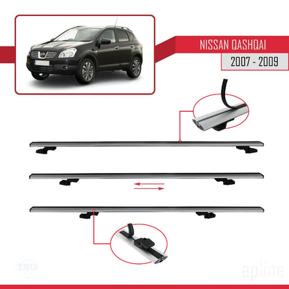 Compatible avec Nissan Qashqai (J10) Pre-Facelift 2007-2009 BASIC Model Barres de Toit Railing Porte-Bagages de Voiture Gris Aluminium 2 Barres