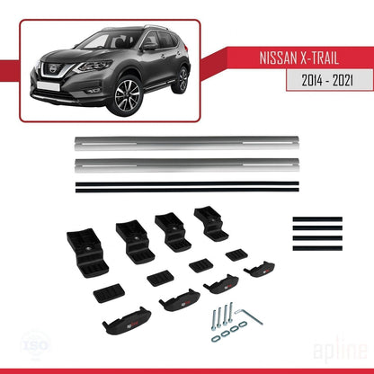 Compatible avec Nissan X-Trail 3 (T32) 2014-2021 BASIC Model Barres de Toit Railing Porte-Bagages de Voiture Gris Aluminium 2 Barres