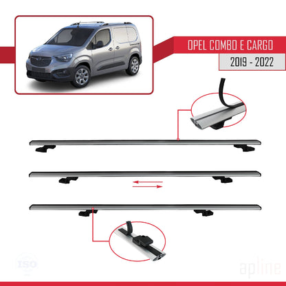 Compatible with Opel Combo E Cargo 2019-2022 BASIC Model Car Roof Rack Cross Bar Grey Aluminium 3 Bars