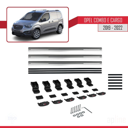 Compatible with Opel Combo E Cargo 2019-2022 BASIC Model Car Roof Rack Cross Bar Grey Aluminium 3 Bars