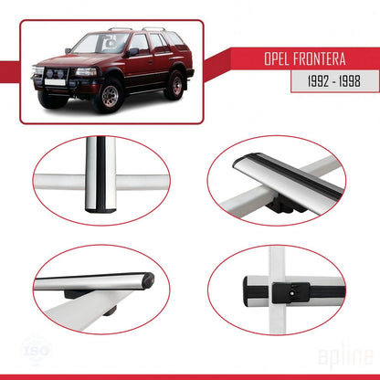 Compatible avec Opel Frontera 1992-1998 BASIC Model Barres de Toit Railing Porte-Bagages de Voiture Gris Aluminium 2 Barres