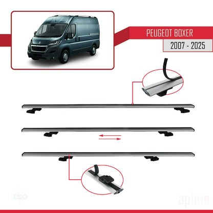 Compatible avec Peugeot Boxer 2 2007-2025 BASIC Model Barres de Toit Railing Porte-Bagages de Voiture Gris Aluminium 3 Barres