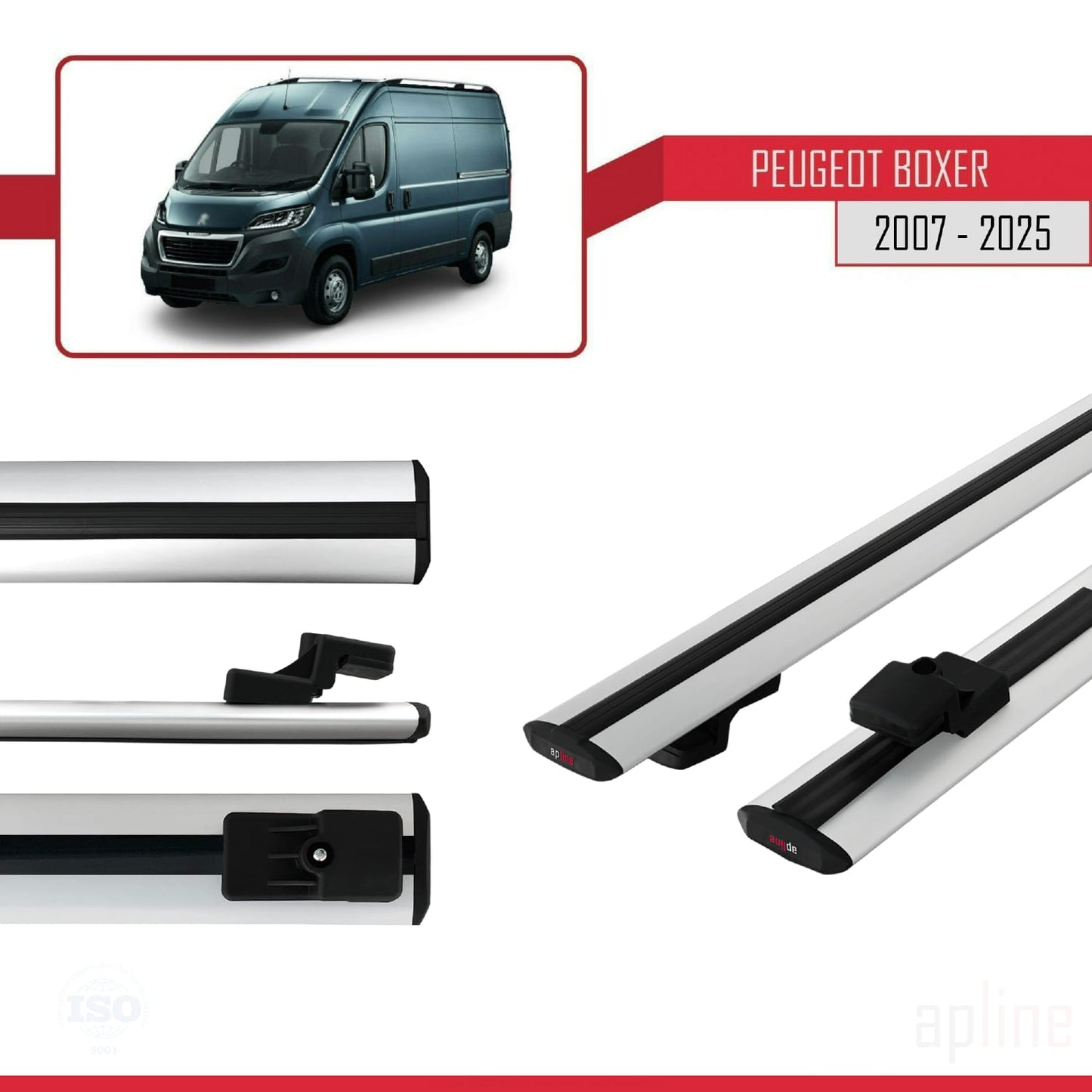 Compatible avec Peugeot Boxer 2 2007-2025 BASIC Model Barres de Toit Railing Porte-Bagages de Voiture Gris Aluminium 2 Barres