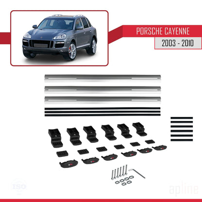 Compatible avec Porsche Cayenne (9PA) 2003-2010 BASIC Model Barres de Toit Railing Porte-Bagages de Voiture Gris Aluminium 3 Barres
