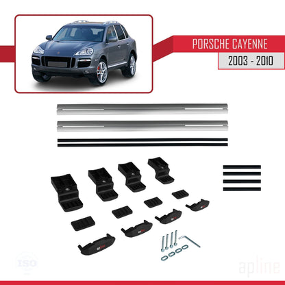 Compatible avec Porsche Cayenne (9PA) 2003-2010 BASIC Model Barres de Toit Railing Porte-Bagages de Voiture Gris Aluminium 2 Barres