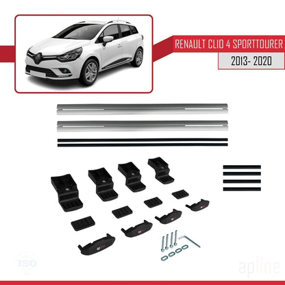 Compatible avec Renault Clio 4 ST 2013-2020 BASIC Model Barres de Toit Railing Porte-Bagages de Voiture Gris Aluminium 2 Barres