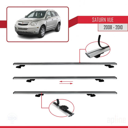 Compatible avec Saturn Vue 2 2008-2010 BASIC Model Barres de Toit Railing Porte-Bagages de Voiture Gris Aluminium 3 Barres