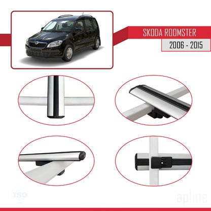 Compatible avec Skoda Roomster 2006-2015 BASIC Model Barres de Toit Railing Porte-Bagages de Voiture Gris Aluminium 2 Barres