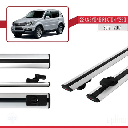 Compatible avec Ssangyong Rexton (Y290) 2012-2017 BASIC Model Barres de Toit Railing Porte-Bagages de Voiture Gris Aluminium 2 Barres