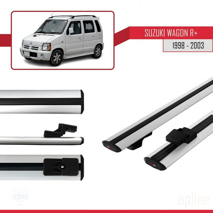 Compatible avec Suzuki Wagon R+ 1998-2003 BASIC Model Barres de Toit Railing Porte-Bagages de Voiture Gris Aluminium 2 Barres