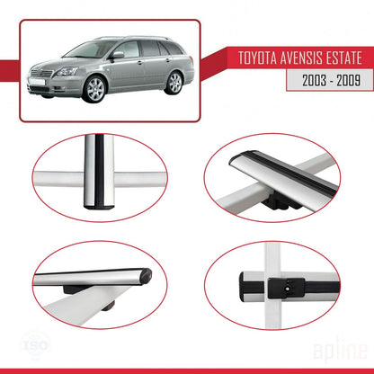 Compatible avec Toyota Avensis Break 2003-2009 BASIC Model Barres de Toit Railing Porte-Bagages de Voiture Gris Aluminium 3 Barres