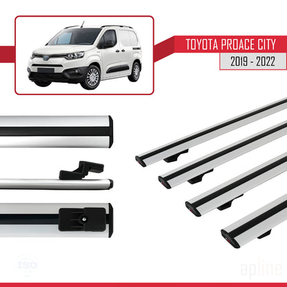 Compatible avec Toyota Proace City 2019-2022 BASIC Model Barres de Toit Railing Porte-Bagages de Voiture Gris Aluminium 4 Barres