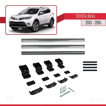 Compatible avec Toyota RAV4 IV (XA40) Pre-Facelift 2013-2015 BASIC Model Barres de Toit Railing Porte-Bagages de Voiture Gris Aluminium 2 Barres