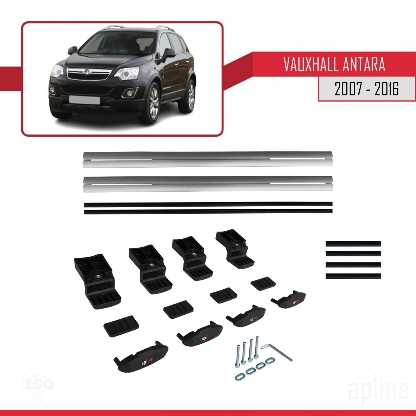 Compatible avec Vauxhall Antara 2007-2016 BASIC Model Barres de Toit Railing Porte-Bagages de Voiture Gris Aluminium 2 Barres