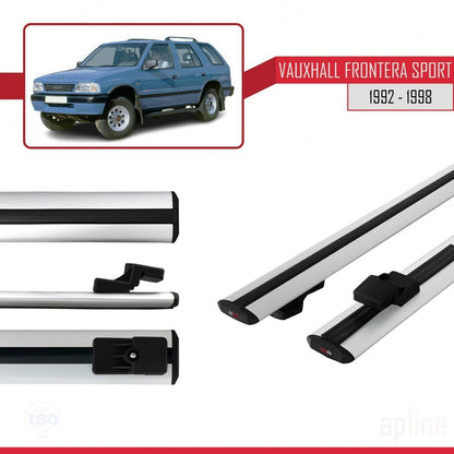 Compatible avec Vauxhall Frontera Sport 1992-1998 BASIC Model Barres de Toit Railing Porte-Bagages de Voiture Gris Aluminium 2 Barres