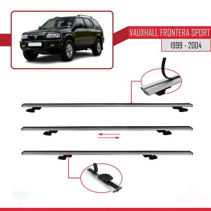 Compatible avec Vauxhall Frontera 2 Sport 1999-2004 BASIC Model Barres de Toit Railing Porte-Bagages de Voiture Gris Aluminium 2 Barres