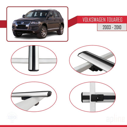 Compatible avec Volkswagen Touareg (7L) 2002-2010 BASIC Model Barres de Toit Railing Porte-Bagages de Voiture Gris Aluminium 2 Barres