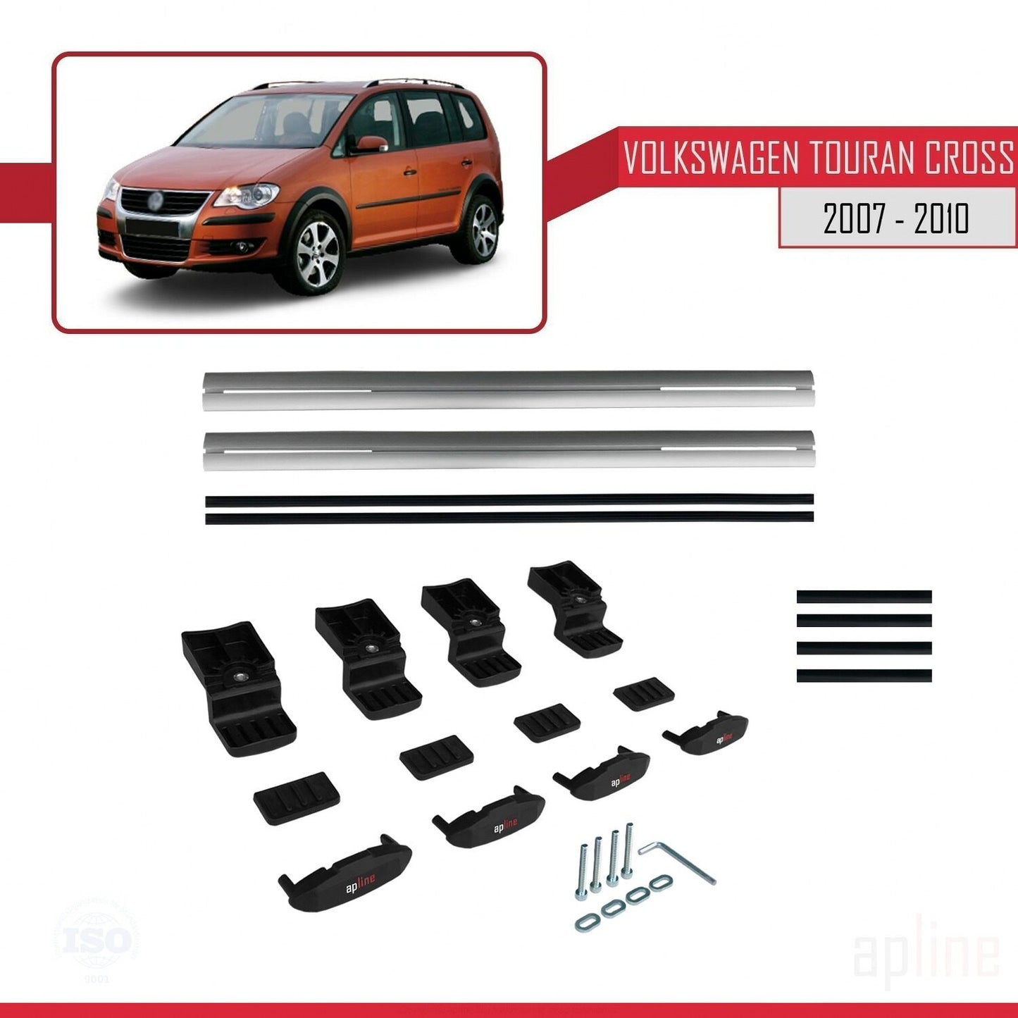 Compatible avec Volkswagen Touran Cross Pre-Facelift 2007-2010 BASIC Model Barres de Toit Railing Porte-Bagages de Voiture Gris Aluminium 2 Barres