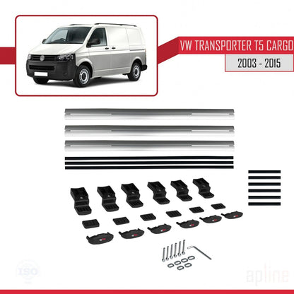 Compatible avec Volkswagen T5 Transporter 2003-2015 BASIC Model Barres de Toit Railing Porte-Bagages de Voiture Gris Aluminium 3 Barres