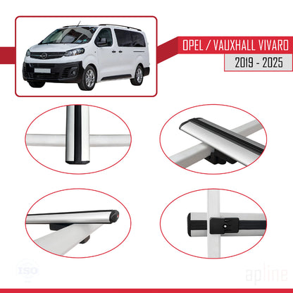Compatible avec Opel Vivaro C 2019-2025 BASIC Model Barres de Toit Railing Porte-Bagages de Voiture Gris Aluminium 2 Barres