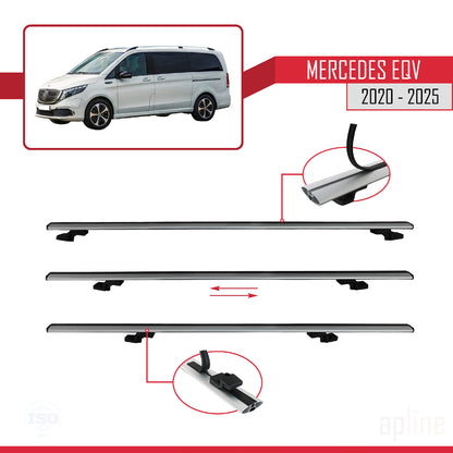 Compatible avec Mercedes EQV (W447) 2020-2025 BASIC Model Barres de Toit Railing Porte-Bagages de Voiture Gris Aluminium 4 Barres