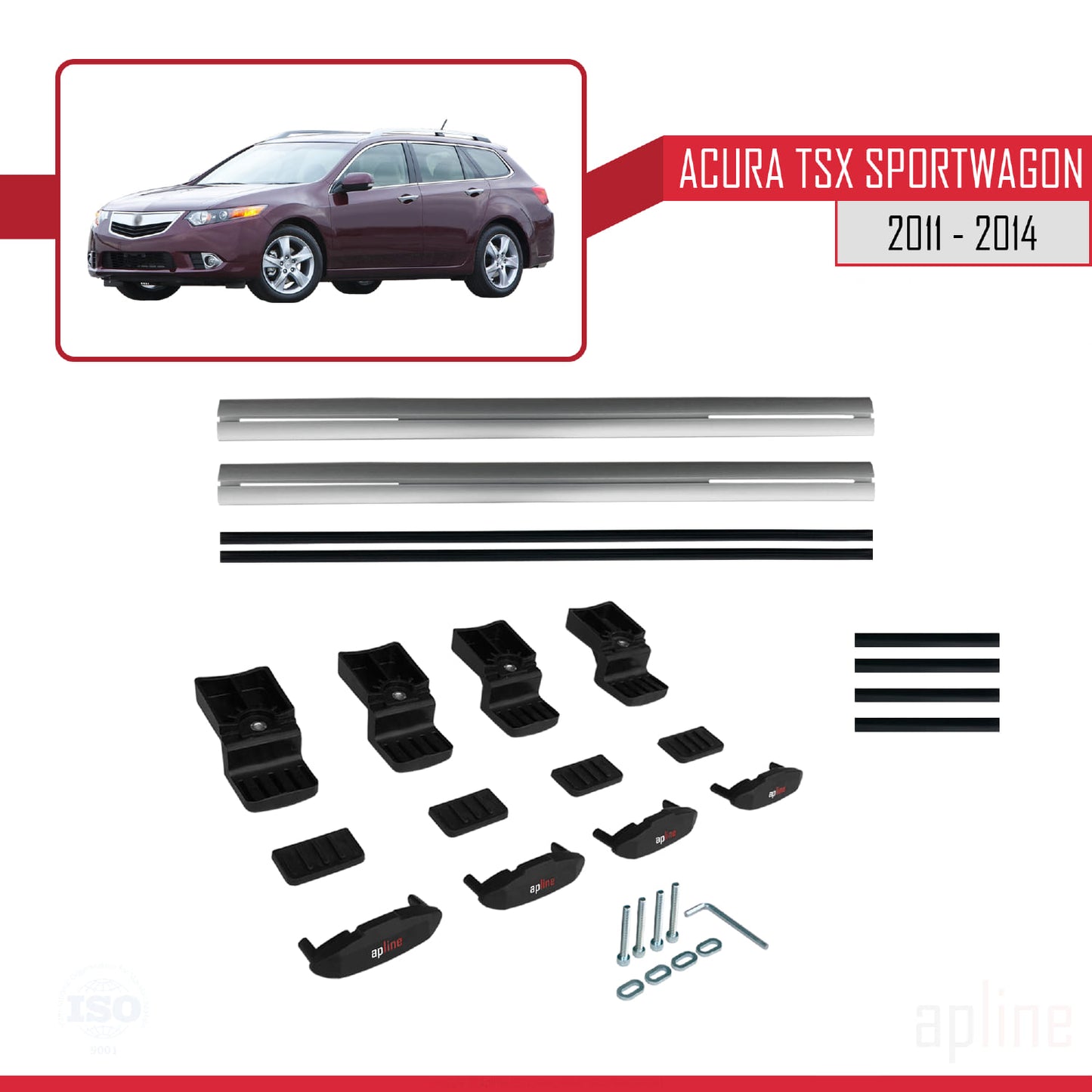 Compatible avec Acura TSX Sport Wagon 2011-2014 BASIC Model Barres de Toit Railing Porte-Bagages de Voiture Gris Aluminium 2 Barres