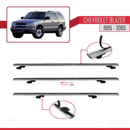 Compatible avec Chevrolet Blazer 1995-2005 BASIC Model Barres de Toit Railing Porte-Bagages de Voiture Gris Aluminium 3 Barres