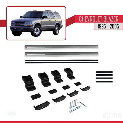Compatible avec Chevrolet Blazer 1995-2005 BASIC Model Barres de Toit Railing Porte-Bagages de Voiture Gris Aluminium 2 Barres