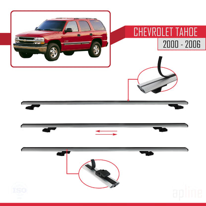Compatible avec Chevrolet Tahoe 2000-2006 BASIC Model Barres de Toit Railing Porte-Bagages de Voiture Gris Aluminium 2 Barres