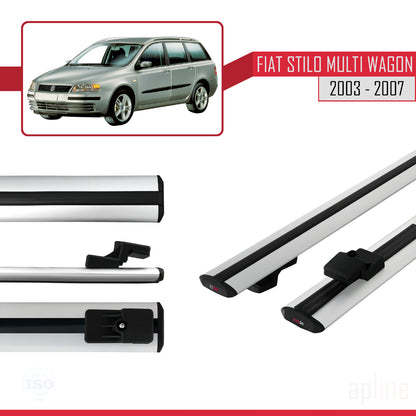 Compatible avec Fiat Stilo Multi Wagon 2003-2007 BASIC Model Barres de Toit Railing Porte-Bagages de Voiture Gris Aluminium 2 Barres