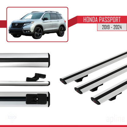 Compatible avec Honda Passport 2019-2024 BASIC Model Barres de Toit Railing Porte-Bagages de Voiture Gris Aluminium 3 Barres