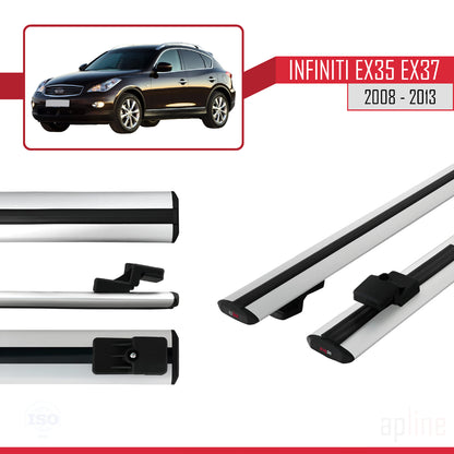 Compatible avec Infiniti EX35 EX37 2008-2013 BASIC Model Barres de Toit Railing Porte-Bagages de Voiture Gris Aluminium 2 Barres