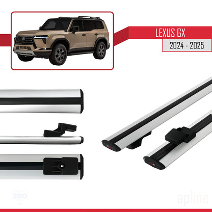 Compatible avec Lexus GX 2024-2025 BASIC Model Barres de Toit Railing Porte-Bagages de Voiture Gris Aluminium 2 Barres