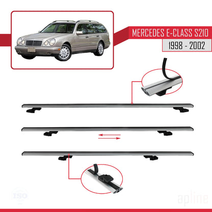 Compatible avec Mercedes E Class S210 Wagon 1998-2002 BASIC Model Barres de Toit Railing Porte-Bagages de Voiture Gris Aluminium 2 Barres