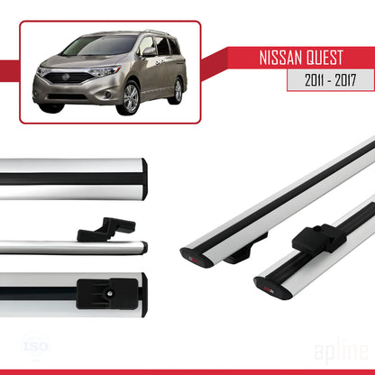 Compatible avec Nissan Quest 2011-2017 BASIC Model Barres de Toit Railing Porte-Bagages de Voiture Gris Aluminium 2 Barres