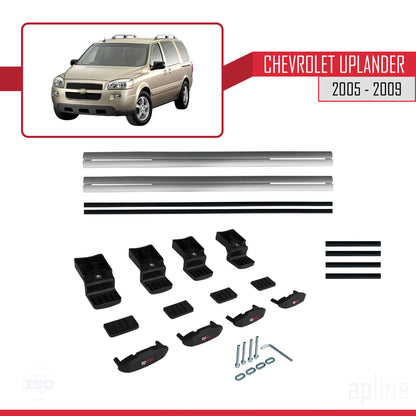 Compatible with Chevrolet Uplander 2005-2009 BASIC Model Car Roof Rack Cross Bar Grey Aluminium 2 Bars