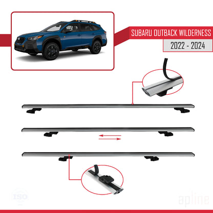 Compatible avec Subaru Outback Wilderness 2022-2024 BASIC Model Barres de Toit Railing Porte-Bagages de Voiture Gris Aluminium 2 Barres