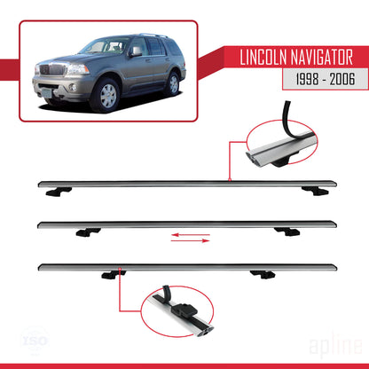Compatible avec Lincoln Navigator 1998-2006 BASIC Model Barres de Toit Railing Porte-Bagages de Voiture Gris Aluminium 2 Barres