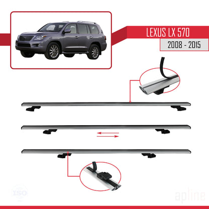 Compatible avec Lexus LX 570 2008-2015 BASIC Model Barres de Toit Railing Porte-Bagages de Voiture Gris Aluminium 2 Barres