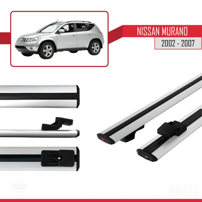 Compatible avec Nissan Murano 2002-2007 BASIC Model Barres de Toit Railing Porte-Bagages de Voiture Gris Aluminium 2 Barres