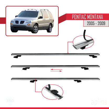 Compatible avec Pontiac Montana 2005-2009 BASIC Model Barres de Toit Railing Porte-Bagages de Voiture Gris Aluminium 3 Barres
