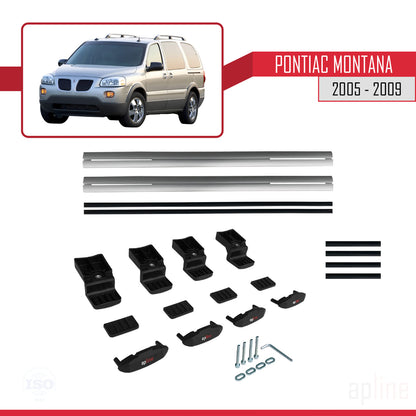 Compatible avec Pontiac Montana 2005-2009 BASIC Model Barres de Toit Railing Porte-Bagages de Voiture Gris Aluminium 2 Barres