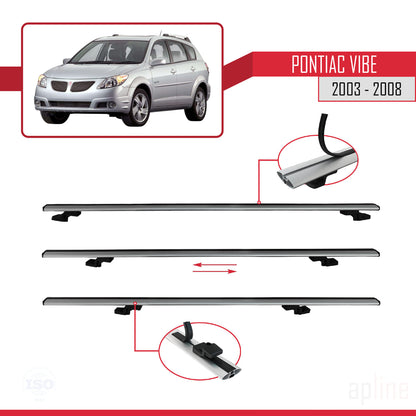 Compatible avec Pontiac Vibe 2003-2008 BASIC Model Barres de Toit Railing Porte-Bagages de Voiture Gris Aluminium 2 Barres