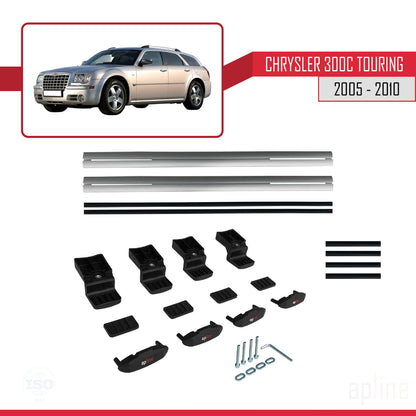 Compatible with Chrysler 300C Touring 2005-2010 BASIC Model Car Roof Rack Cross Bar Grey Aluminium 2 Bars