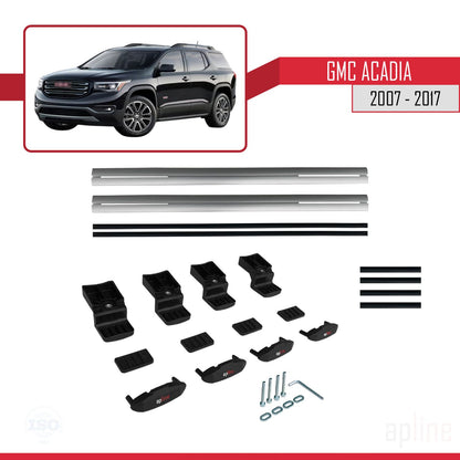 Compatible with GMC Acadia 2007-2017 BASIC Model Car Roof Rack Cross Bar Grey Aluminium 2 Bars