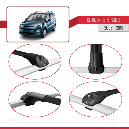 Compatible with Citroen Berlingo 2 (B9) 2008-2018 ACE-1 Car Roof Rack Cross Bar Black Aluminium 3 Bars
