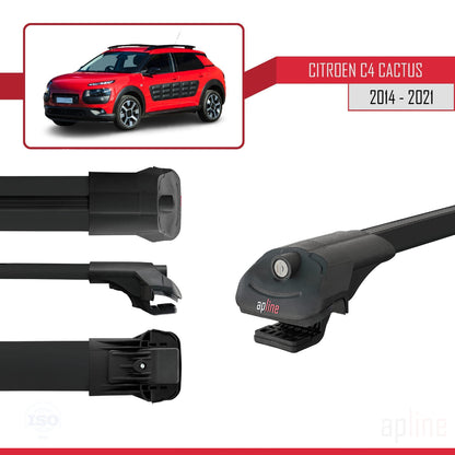 Compatible avec Citroen C4 Cactus 2014-2021 ACE-1 Barres de Toit Railing Porte-Bagages de Voiture Noir Aluminium 3 Barres